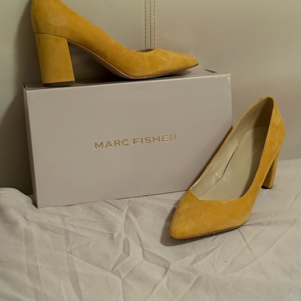 Marc Fisher Yellow Block Heel Pumps